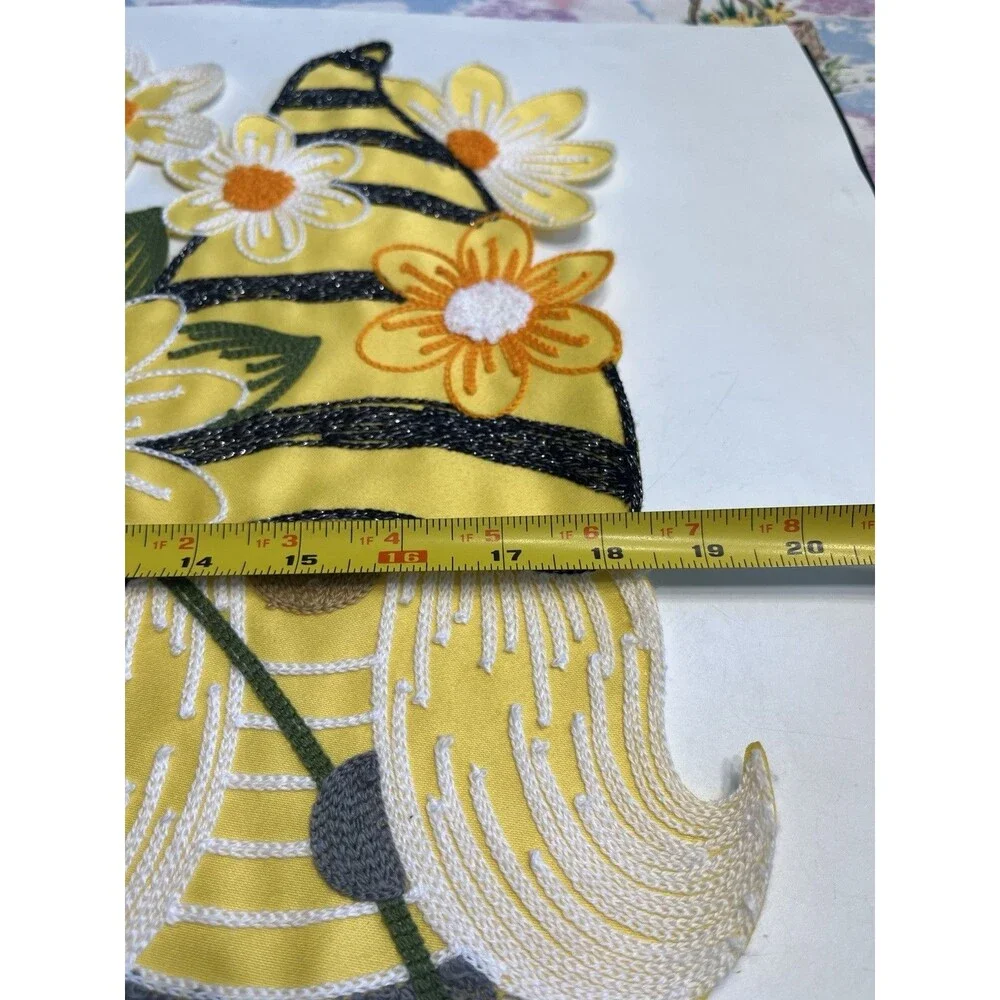 4pc Gnome Bees Flowers Placemats Embroidered